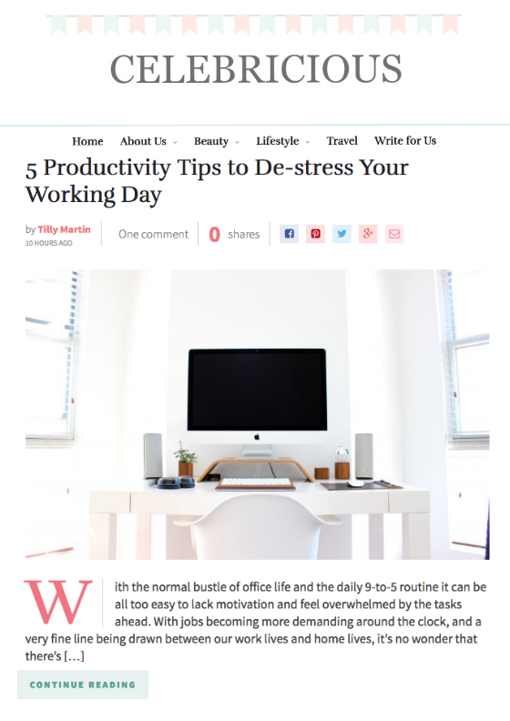 Celebricious: 5 Tips to De-Stress Your Working Day