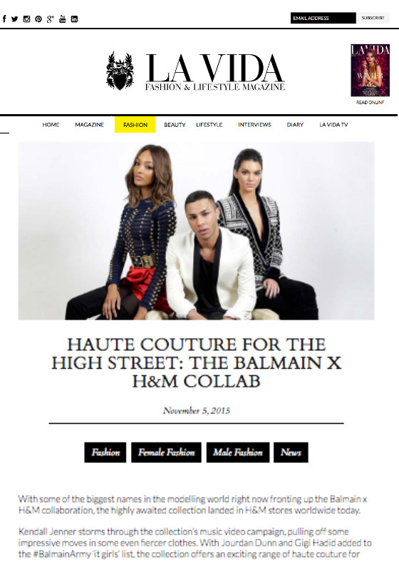 La Vida: Haute Couture for the High Street: The Balmain X H&M