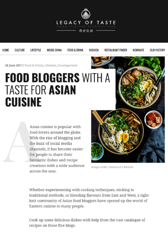 Legacy of Taste: Food Bloggers with a Taste for Asian Cuisine