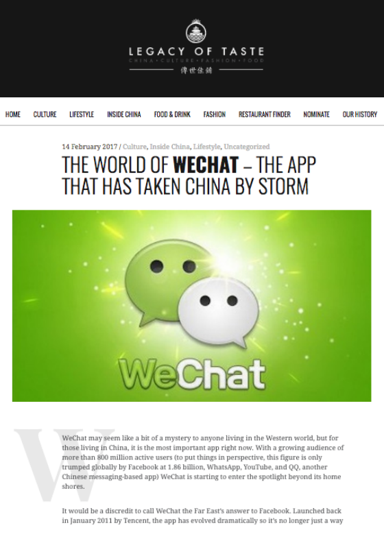 Legacy of Taste: The World of WeChat - The App That Has Taken China By Storm